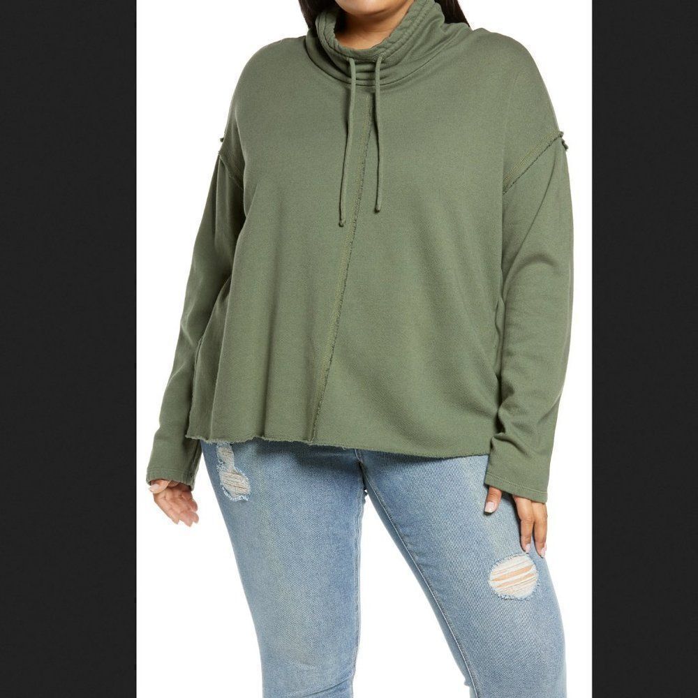 Treasure & Bond Green Pullover Cowl Neck Sweatshirt Size 1X‎